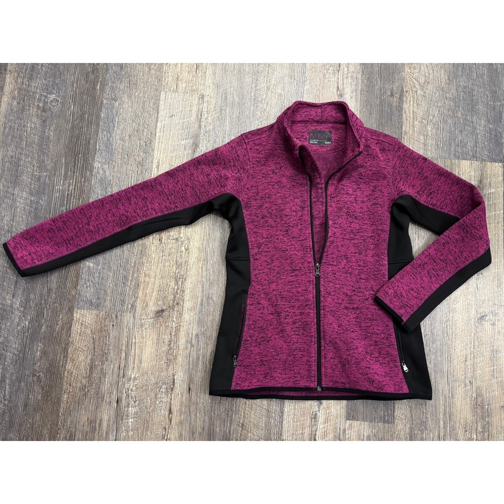 Marc New York Women Purple Space Dye Full Zip Fleece Jacket AP8PD171 Size Medium